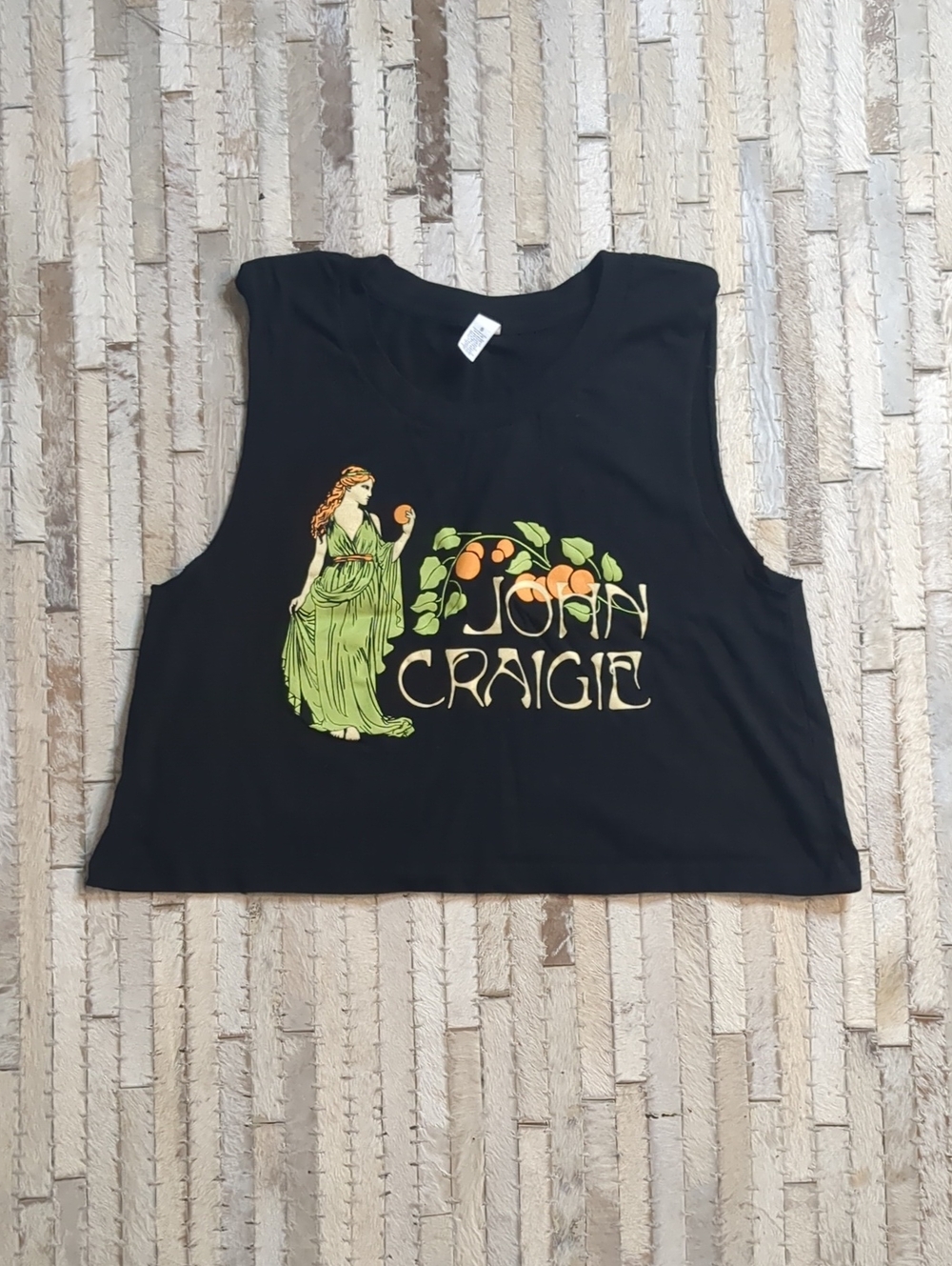 John Craigie Women's S Muse Cropped Black Muscle Tank